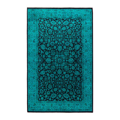Tapis bleu nouvel âge 4 pi 1 po x 6 pi 5 po Daisymae