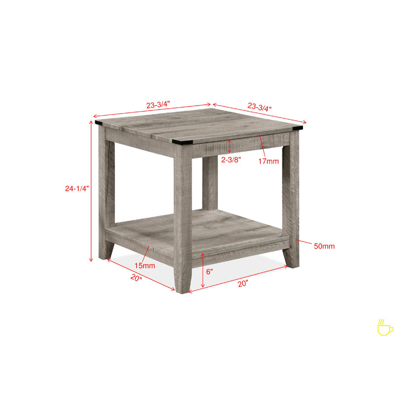 Ensemble de table basse 3 pièces avec table basse rectangulaire et deux tables de bout carrées assorties
