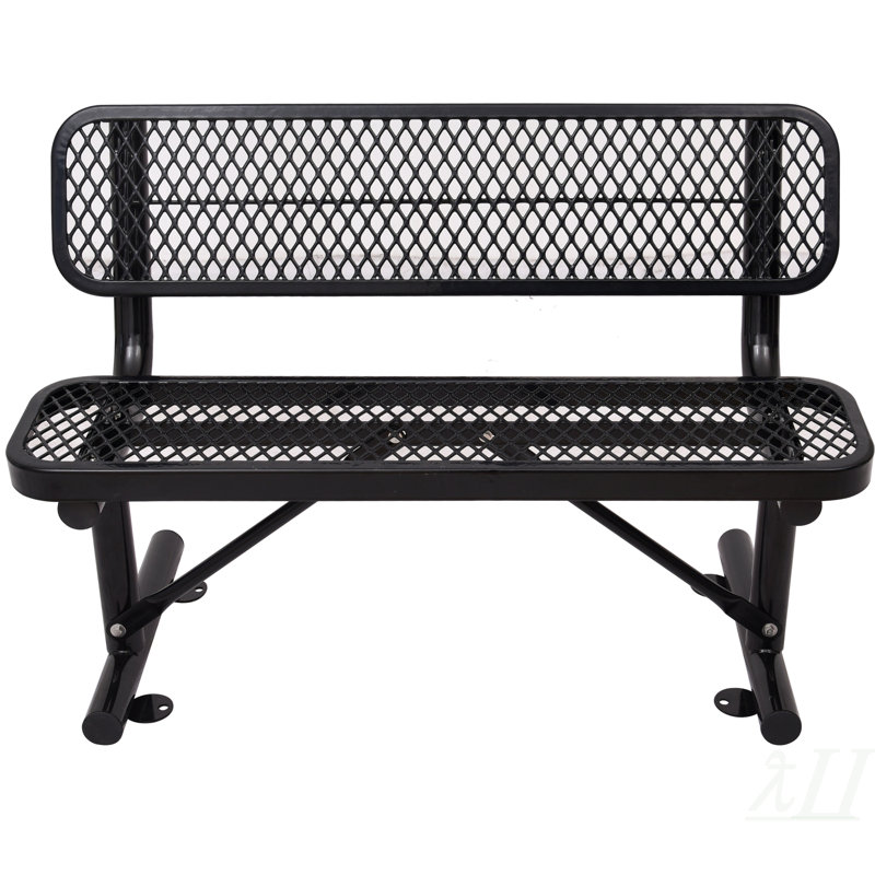 4 ft. Outdoor Steel Bench with Backrest BLACK