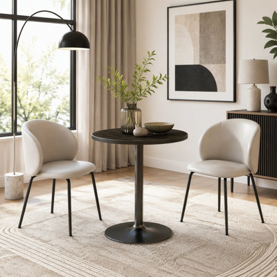 27.6" Round Modern Dining Table with Sturdy Base for Small Spaces