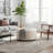 Upholstered Button Tufted Round Ottoman, Beige