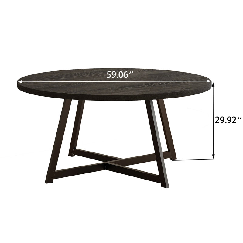 59 Inch Round Dining Table For 6 Person, Rustic Round Dining Room Table For Home Dining Room Kitchen, Circle Dining Table