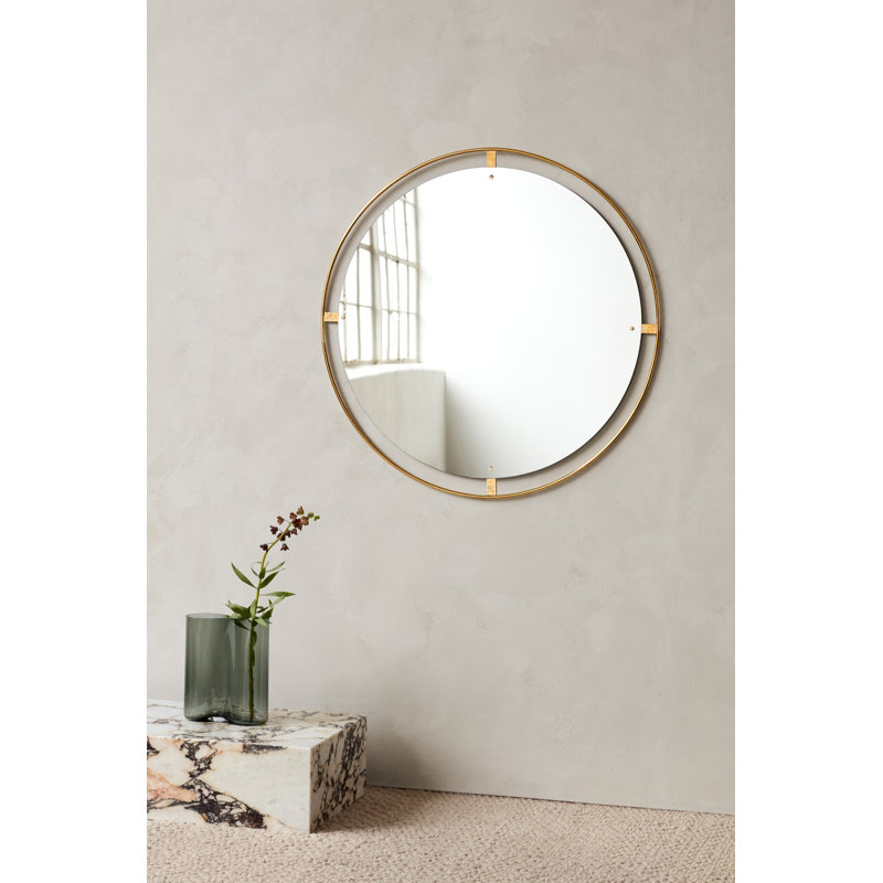 Nimbus Engineered Wood Mirror, 23.6" x 23.6", Polished Brass