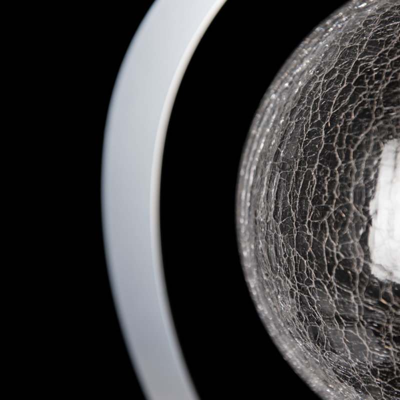 Pression Table Lamp, White, Crackle, Black Leather