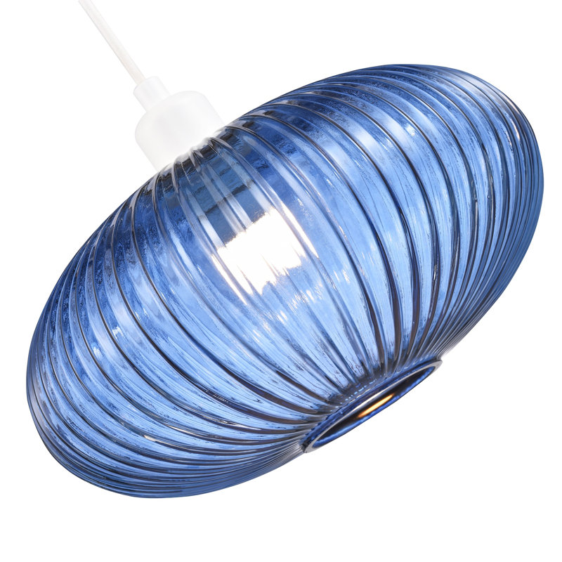 17cm H Glass Bowl Pendant Shade ( Screw On ), Midnight Navy Blue
