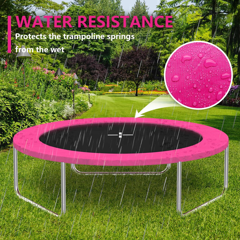 SKOK Coussin de trampoline 12 pi, tapis de protection pour trampoline rond pliable, imperméable, housse à ressort, Rose