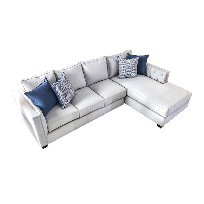119" W Transitional Sectional, Light Gray/Blue
