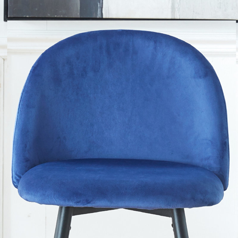 2pcs Modern Bar Stools, Velvet Counter Chair With . Strong Metal Legs & Footrest. Blue Fabric. Easy Assembly For Island , Color. Kitchen