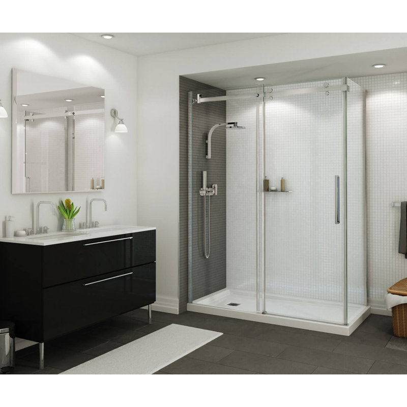 Base de douche en acrylique avec drain à gauche B3S Square 6036, Gauche