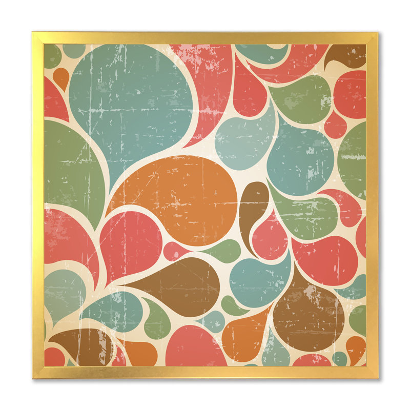 Motif abstrait coloré et coloré - reproduction de cadre photo sur toile, H 16 po x l 16 po x P 1 po, Encadrement doré