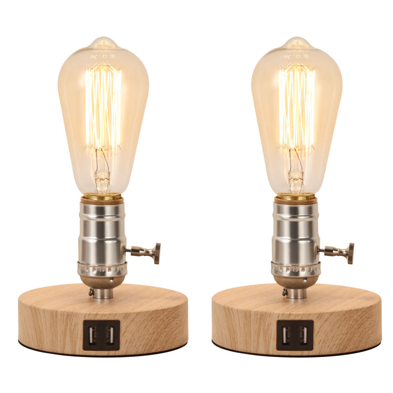 Annjelica Wood USB Desk Lamp