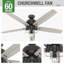 Ventilateur de plafond 60 pales 60 po avec chaînette et ensemble d'éclairage inclus Churchwell-57282063