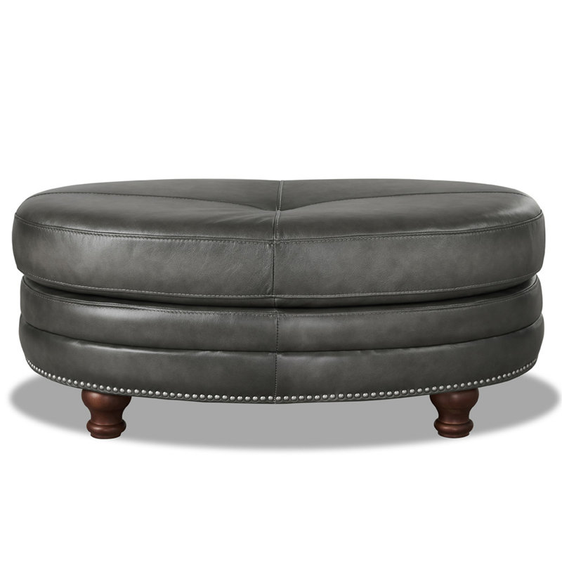 Repose-pieds ovale en cuir fleur