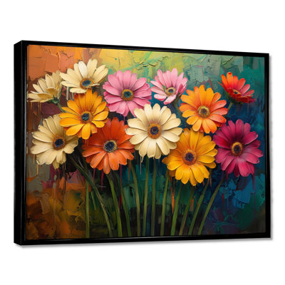 «Multicolor Garden Daisies Collage III - Daisies», reproduction d'art murale