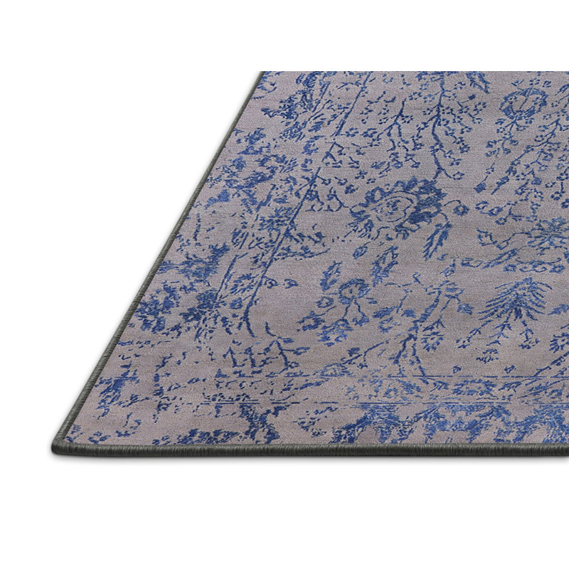 Tapis oriental bleu / gris Hammondsport, Rectangle 4 pi x 6 pi