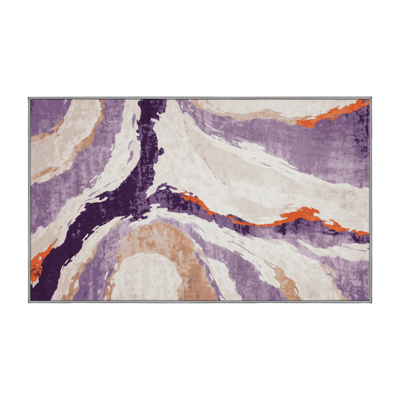 Tapis gris soyeux et moelleux, Rectangle 7 pi x 9 pi