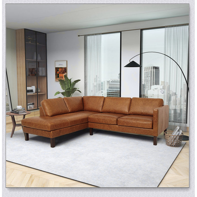 Canapé modulaire en cuir cognac