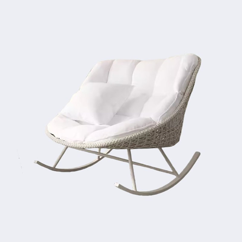 Chaise berçante décontractée simple et moderne, Blanc, Blanc cassé