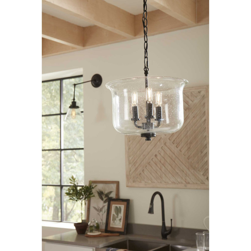 Lustre unique à 3 lumières Nedmond, Noir