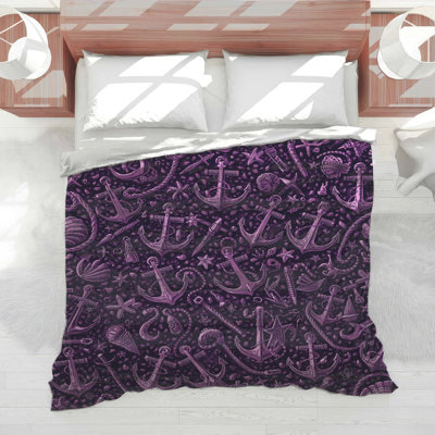 Purple Nautical Anchors Comforter