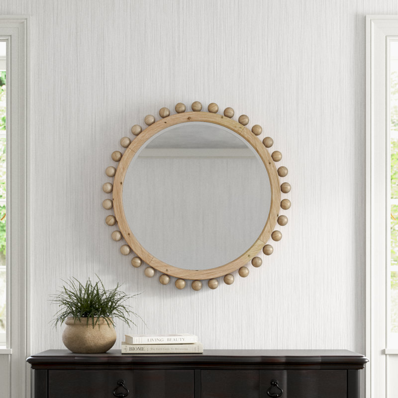 Augustine Solid Wood Round Wall Mirror