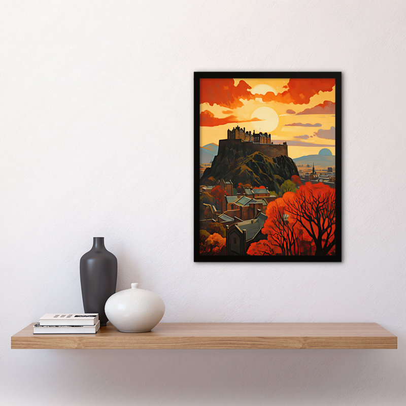 Edinburgh Castle Twilight In Autumn Cityscape - Single Picture Frame Print