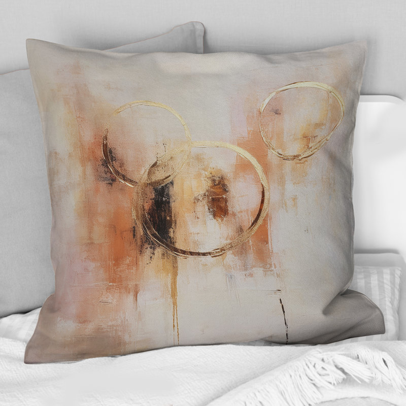 Coussin décoratif exquis «Nostalgia Retro Gold Geometric I» - reproduction d'art abstrait