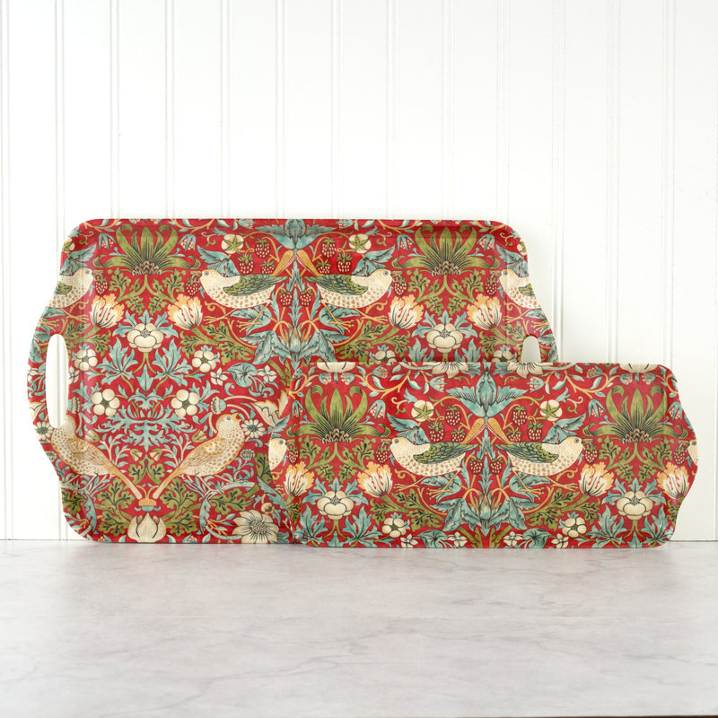 Pimpernel Strawberry Thief Red Melamine Sandwich Tray 15.1 X6.5", Red
