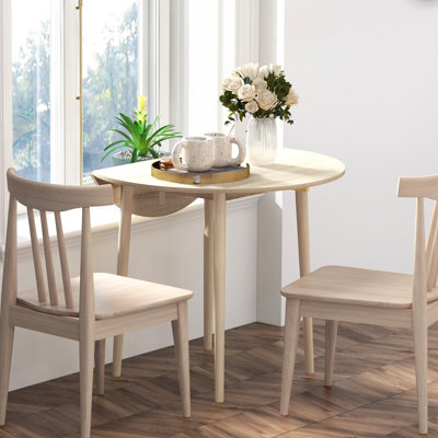 Table de salle à manger à abattants 35 po - Table de cuisine pliante en bois avec pieds en bois massif pour petits espaces, finition chêne