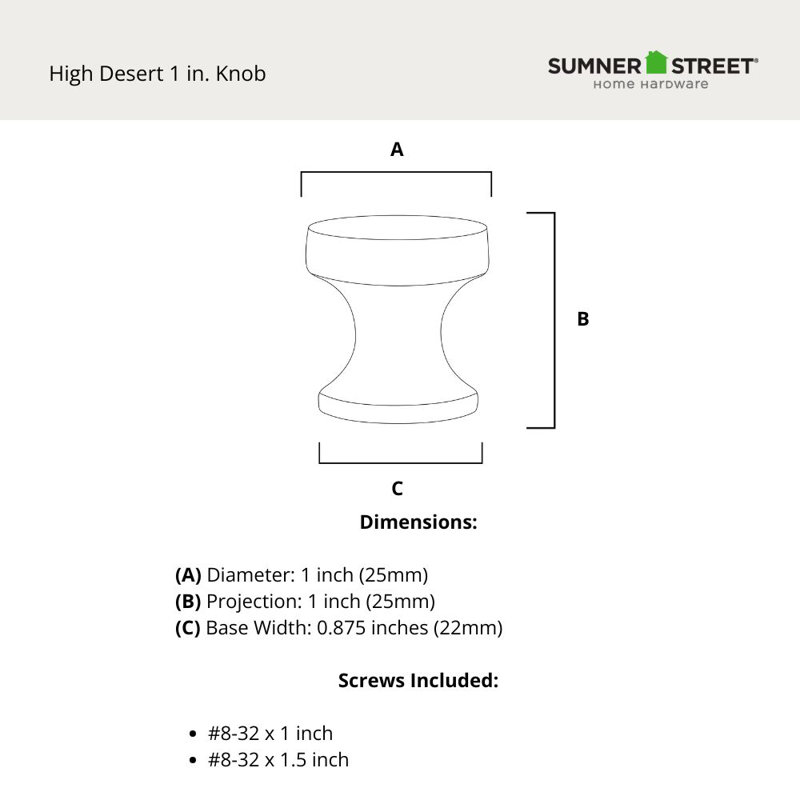 High Desert 1" Satin Brass Round Knob, Satin Brass