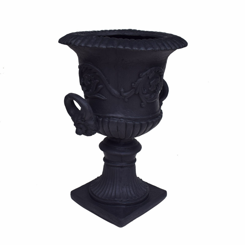 Urn Planter With Square Base, Black