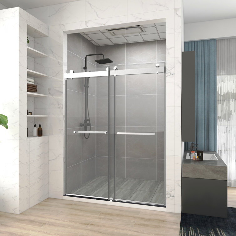 48'' W 76'' H Semi-Frameless Rectangle Reversible Shower Enclosure