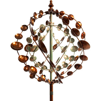 Anleolife Metal Wind Spinners Outdoor Decor, Adjustable Height, 3D Globe