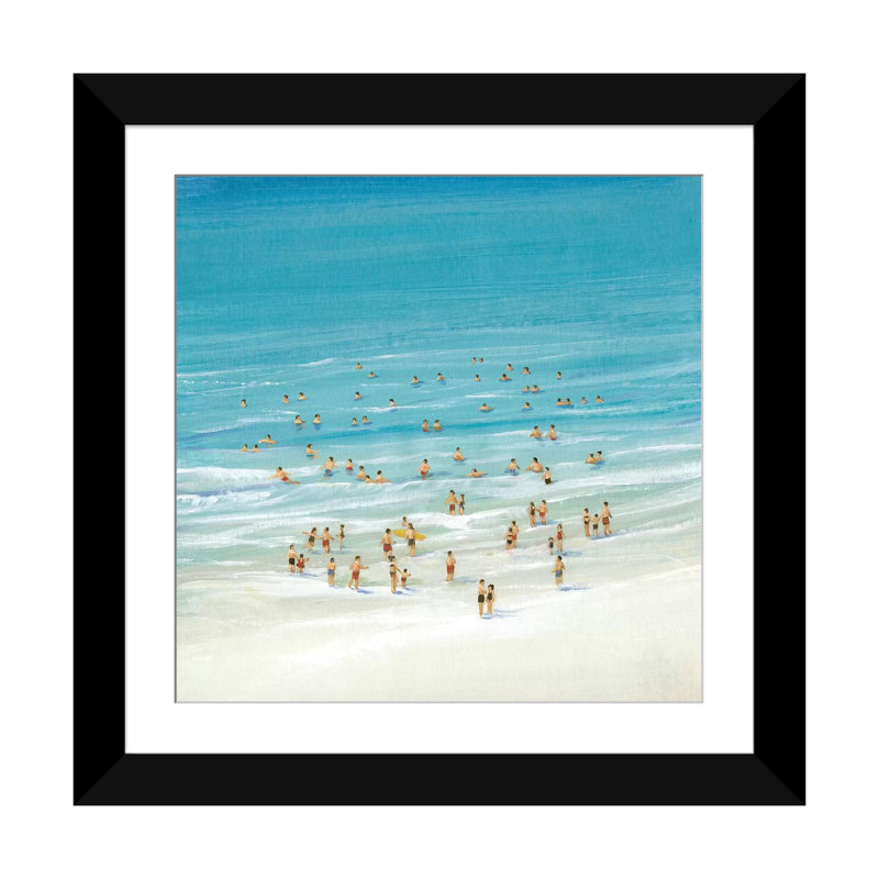 « ocean nage i », impression sur toile, Papier d'art encadré noir, Blanc, H 24 po x l 24 po x P 1 po