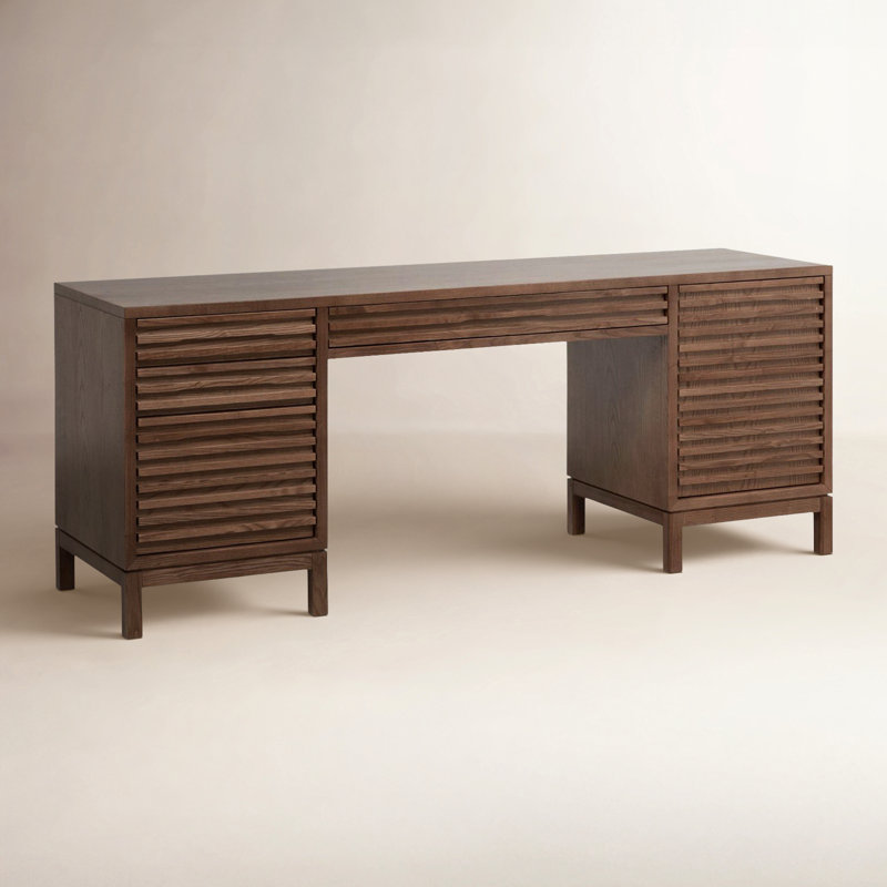 Finnian Tanner Three-Drawer File Desk In Roux, Brown