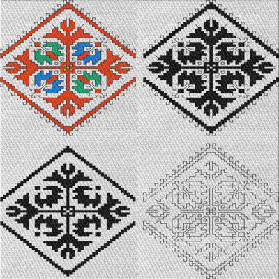 Tapis noir/zone orange à motifs