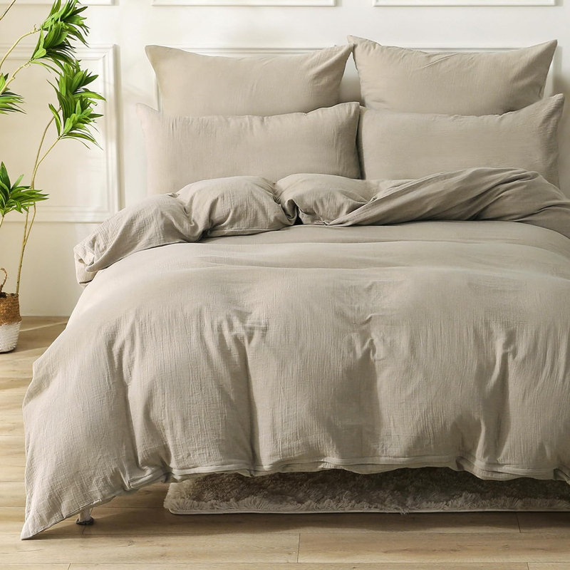 Cotton Sateen Duvet Cover, King Duvet Cover + 2 King Shams, Khaki
