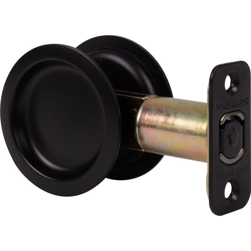 Loquet de porte à pochette ronde, Noir mat