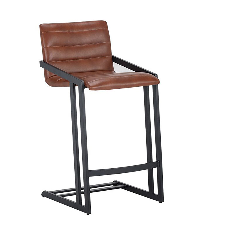 Tabouret de comptoir Webber - noir Cantina, Similicuir noir, Tabouret de comptoir (siège d'une hauteur de 26 p