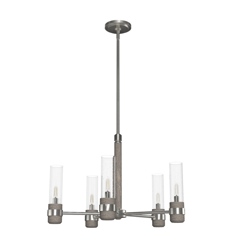 Lustre classique / traditionnel à 5 lumières River Mill, Nickel brossé