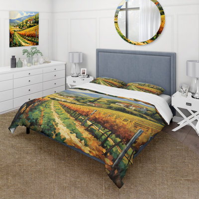 Vangogh Sunlit Vineyards II BeddingMicrofiber / Polyester Duvet Cover Set