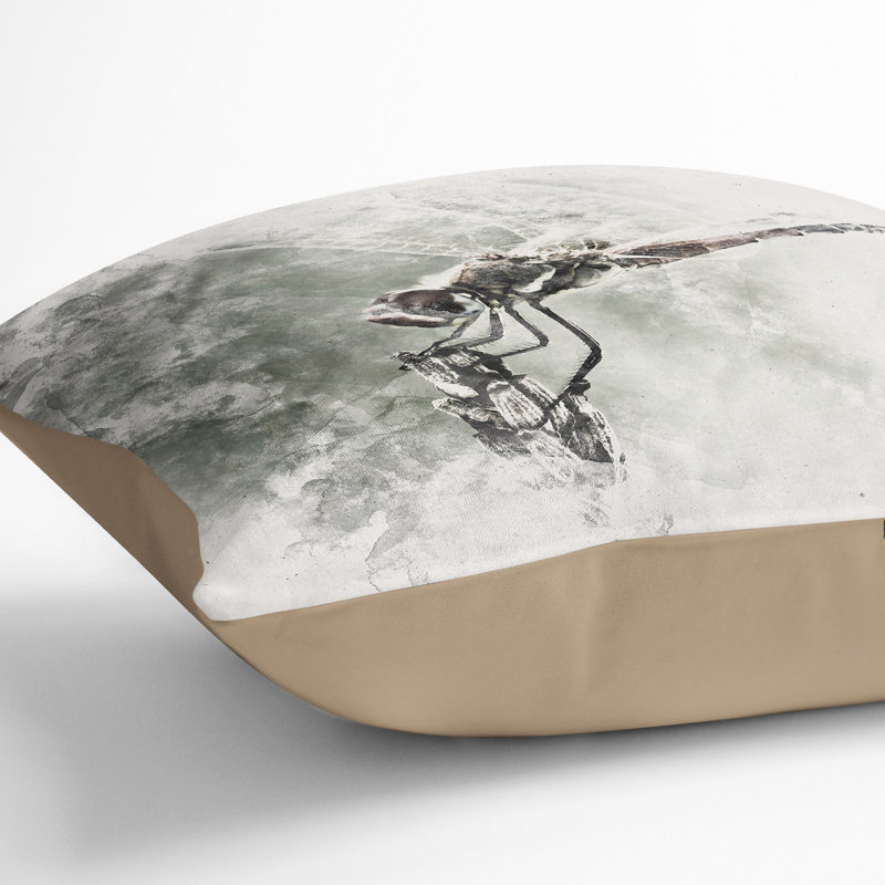 Perched Dragonfly Cushion with Filling, Stone, 55cm H x 55cm W x 20cm D