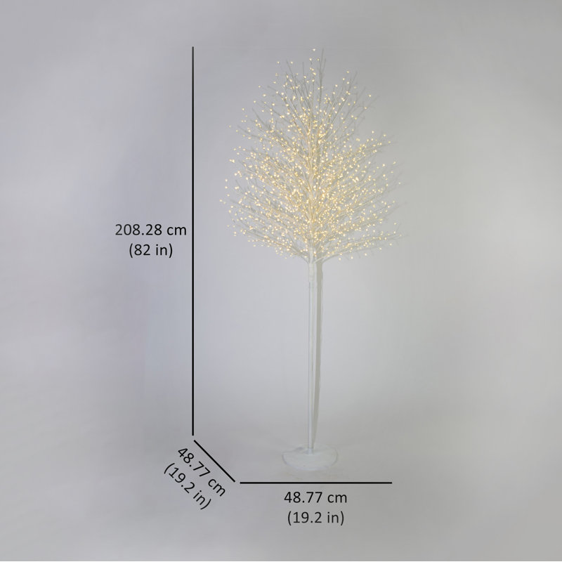 Micro Dot Lighted Trees and Branches, White, 82" H x 19.2" L x 19.2" D