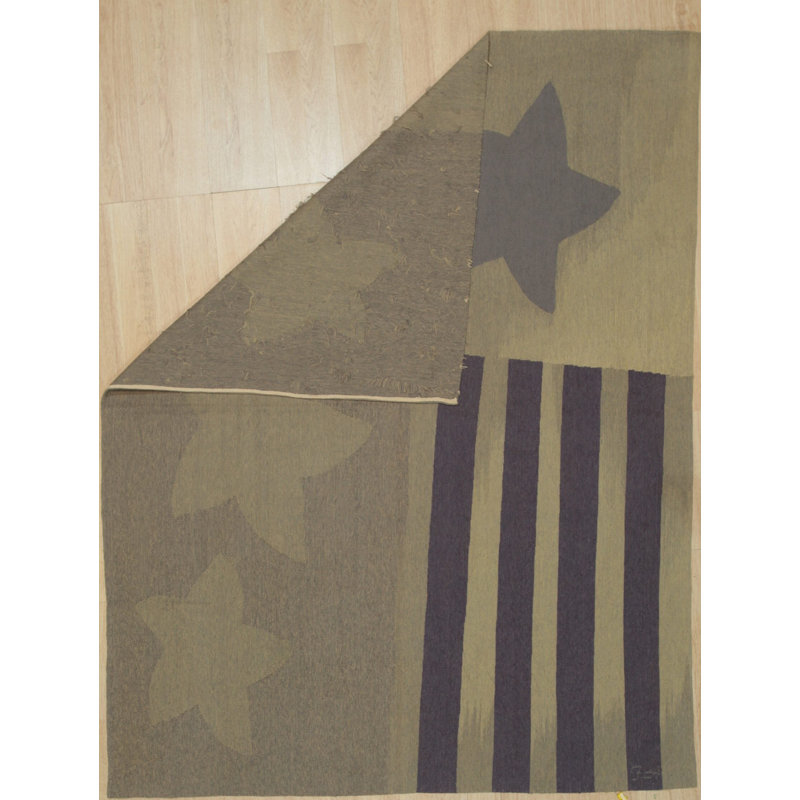 6x8 Gray Flat Weave Wool Abstract Starry Stripe Vintage Mid Century Modern Contemporary Carpet Rug
