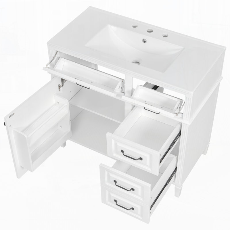 Meuble-lavabo 36 po avec comptoir en céramique, Blanc