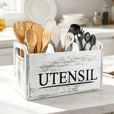 Wood Rectangle Flatware Caddy