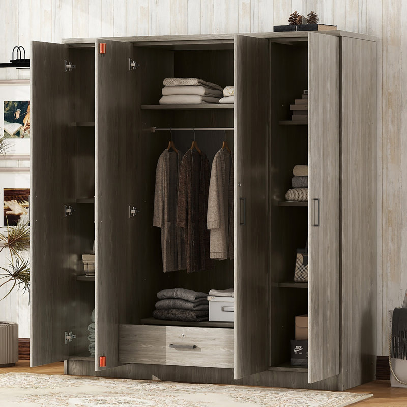Armoire 4 portes avec 1 tiroir, Gris