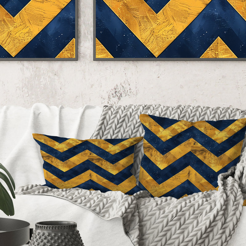 Coussin décoratif bleu Mid-Century Glamour Chevron X, H 18 po x l 18 po