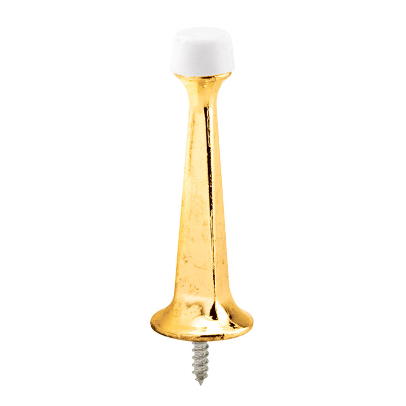 Prime-Line Rigid Door Stop, 3 in., Cast, Brass Plated