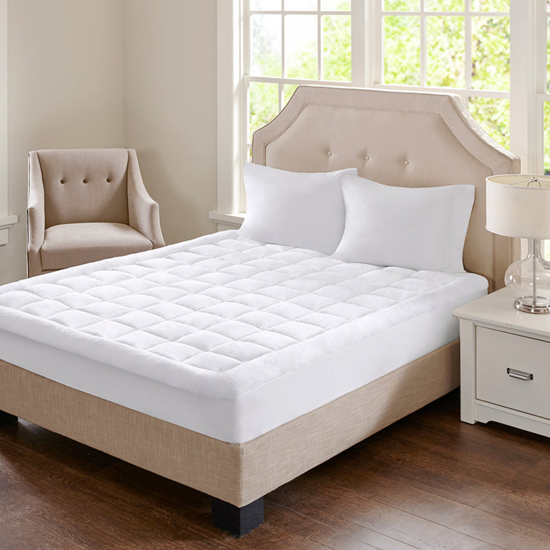 Surmatelas moelleux imperméable hypoallergénique en duvet synthétique, Grand lit